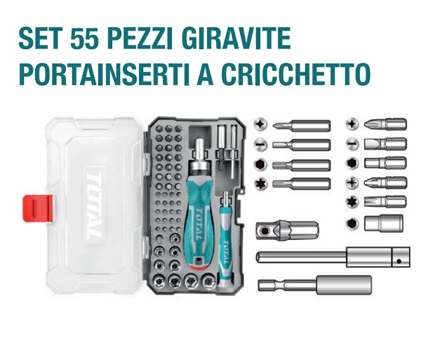 Set 55pz Giravite Portainserti a Cricchetto